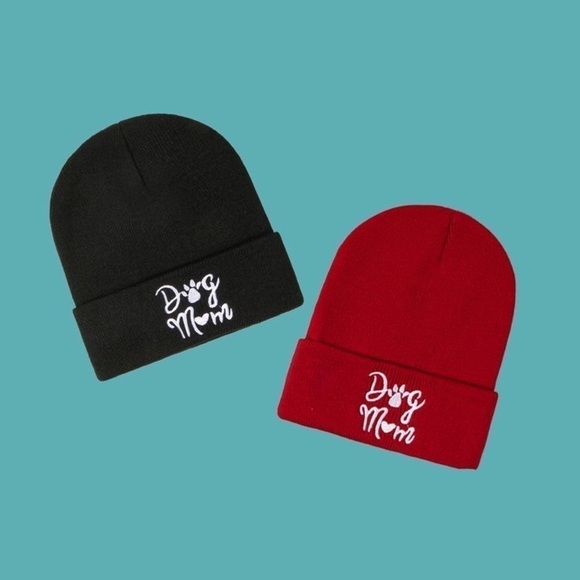 5 ⭐️ “DOG MOM” Winter, black knitted beanie hat. - Picture 6 of 6
